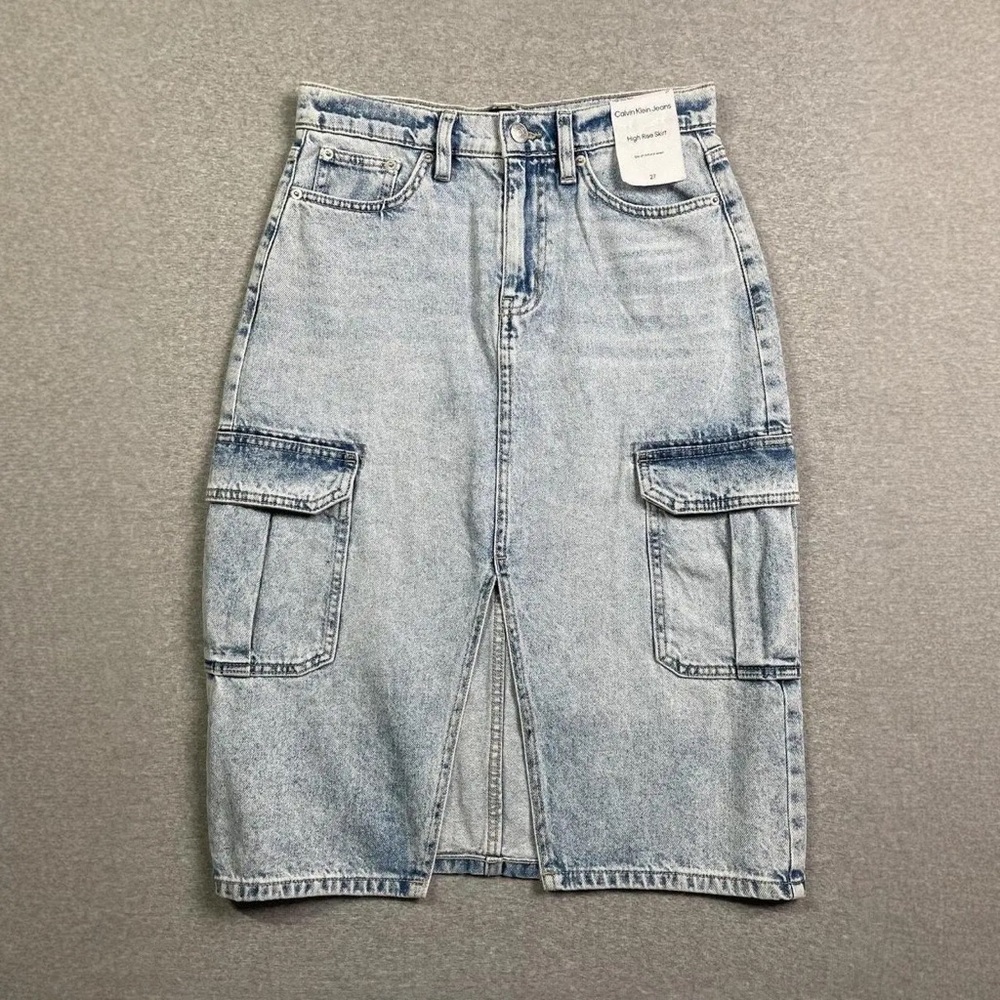 Calvin Klein Light Blue Denim Midi Skirt